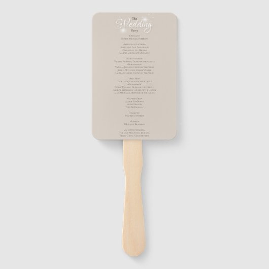 Glamouröser Champagner Glitzer Luxus Hochzeitsprog Fächer (Rückseite)