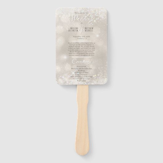 Glamouröser Champagner Glitzer Luxus Hochzeitsprog Fächer (Vorderseite)