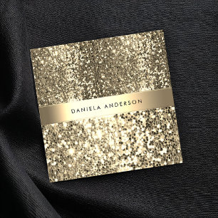 Glamouröser Champagner Gold Glitzer Luxus Quadratische Visitenkarte