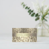 Glamouröser Champagner Gold Glitzer Luxus Visitenkarte (Stehend Vorderseite)