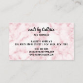 Glamouröser Chic Pink Glitzer Marmornagel Technike Visitenkarte (Rückseite)