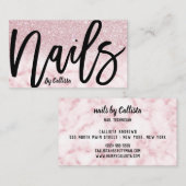 Glamouröser Chic Pink Glitzer Marmornagel Technike Visitenkarte (Vorne/Hinten)