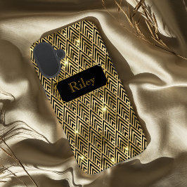Glamouröser Deko aus Gold und Schwarz iPhone 16 Plus Hülle