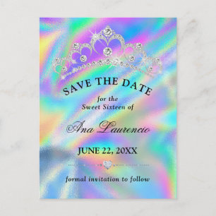 Glamouröser falscher holografischer Save-The-Date  Postkarte