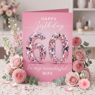 Glamouröser funkelnder rosa Diamant 60. Geburtstag Karte