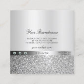 Glamouröser, glamouröser Silver Sparkle-Glitzer un Quadratische Visitenkarte (Rückseite)