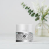 Glamouröser, glamouröser Silver Sparkle-Glitzer un Quadratische Visitenkarte (Stehend Vorderseite)