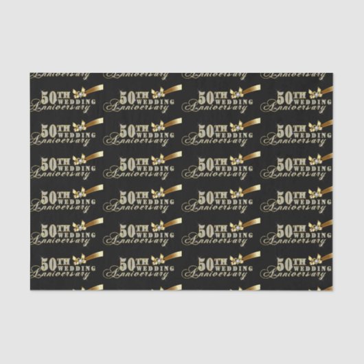 Glamouröser Glitzer 50. Hochzeitsszenario Seidenpapier (Vorderseite)