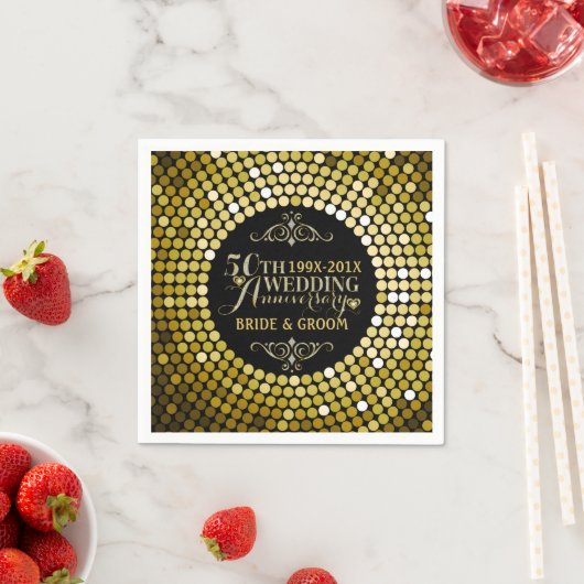 Glamouröser Glitzer 50. Hochzeitstag 2 Serviette (Beispiel)