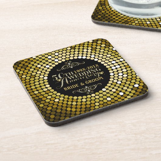 Glamouröser Glitzer 50. Hochzeitstag 2 Untersetzer (Linke Seite)