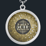 Glamouröser Glitzer Happy 50. Geburtstag Versilberte Kette<br><div class="desc">Glamouröse Imitate Leute und weißer Glitzer 50. Geburtstag Text Kreis Design. Wenn Sie Hilfe bei der Anpassung eines meiner Designs benötigen,  kontaktieren Sie ArtOnWear Designer. Kostenlose Textformatierung mit Live-Hilfe auf Anfrage.</div>