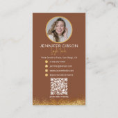 Glamouröser Gold- und Brauner Wimpern-Tech-QR-Code Visitenkarte (Rückseite)