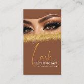 Glamouröser Gold- und Brauner Wimpern-Tech-QR-Code Visitenkarte (Vorderseite)