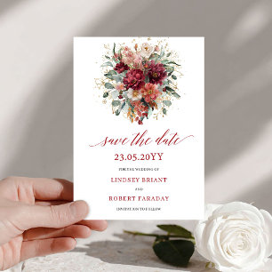 Glamouröser Herbst Burgunder Gold Blumen Vormerkun Save The Date