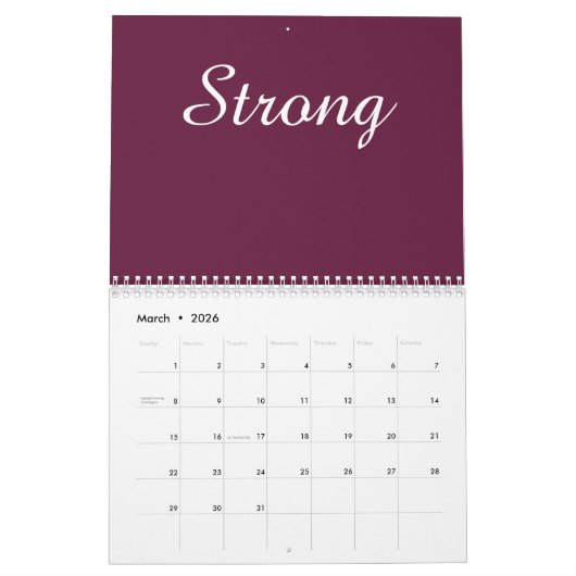 Glamouröser inspirierender Kalender (Mär 2026)