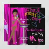 Glamouröser Junggeselinnen-Abschied Pink Girls Nig Einladung (Vorne/Hinten)