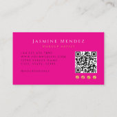 Glamouröser, kühner Fuchsia-Gold-QR-Code-Makeup-Ar Visitenkarte (Rückseite)