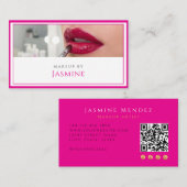 Glamouröser, kühner Fuchsia-Gold-QR-Code-Makeup-Ar Visitenkarte (Vorne/Hinten)