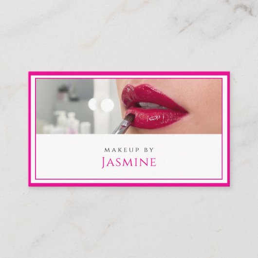 Glamouröser, kühner Fuchsia-Gold-QR-Code-Makeup-Ar Visitenkarte (Vorderseite)