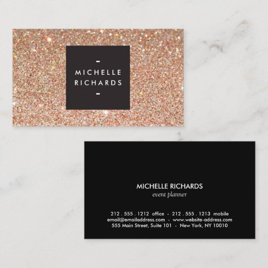 Glamouröser Kupfer-Glitzer Moderne Schönheit Visitenkarte (Vorne/Hinten)