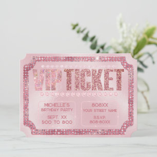 Glamouröser Pink-Diamant-VIP-Ticket-Einladung Einladung