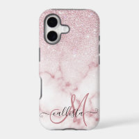 Glamouröser Pink-Weiß-Glitter-Marmor-Verlauf-Ombre