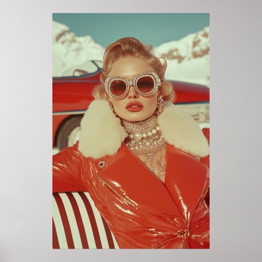 Glamouröser Retro Winterstil im alpinen Ambiente Poster (Vorne)