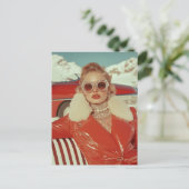 Glamouröser Retro Winterstil im alpinen Ambiente Postkarte (Stehend Vorderseite)