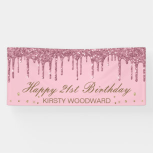 Glamouröser rosa Drilling Glitzer Geburtstag Banner