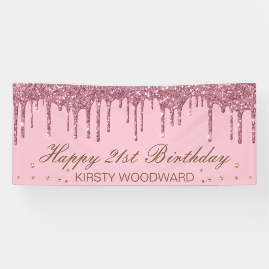 Glamouröser rosa Drilling Glitzer Geburtstag Banner (Horizontal)