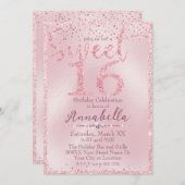 Glamouröser rosa Glitzer Sweet 16 Birthday Einladung (Vorne/Hinten)
