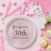 Glamouröser rosa Glitzer und Diamanten Pappteller (Party)