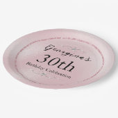 Glamouröser rosa Glitzer und Diamanten Pappteller (Schrägansicht)