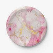 Glamouröser Rosa- und Goldmarmoreffekt Pappteller (Vorderseite)