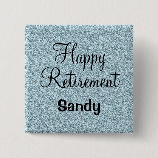 Glamouröser Ruhestand Blau Silber Glitter Funkeln Button (Vorderseite)