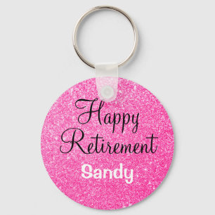 Glamouröser Ruhestand Hot Pink Glitter Funkeln Schlüsselanhänger
