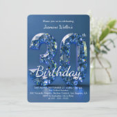 Glamouröser Saphirblauer Diamant 30. Geburtstag Einladung (Stehend Vorderseite)