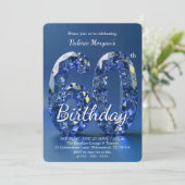 Glamouröser Saphirblauer Diamant 60. Geburtstag Einladung (Stehend Vorderseite)