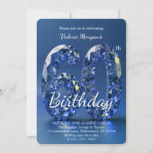 Glamouröser Saphirblauer Diamant 60. Geburtstag Einladung (Vorderseite)