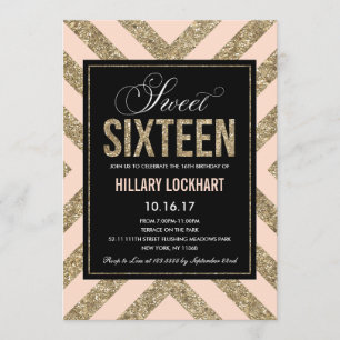 Glamouröser Schimmer   Sweet Sixteen Party Einladu Einladung