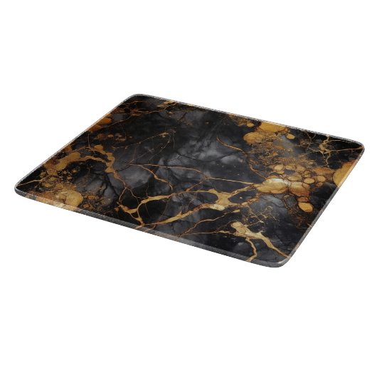 Glamouröser Schwarz-Gold-Marmor-Effekt Schneidebrett (Ecke)