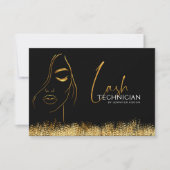 Glamouröser Schwarz & Gold Wimperntechniker-Gesche (Vorderseite)