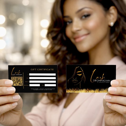 Glamouröser Schwarz & Gold Wimperntechniker-Gesche