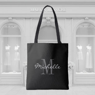 Glamouröser schwarz-weißer Monogramm-Totbeutel Tasche