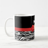 Glamouröser Schwarz-weißer Zebradruck, Roter Bogen Kaffeetasse (Links)