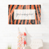 Glamouröser Schwarzer Orange Glitzer Tiger Streife Banner (Insitu)