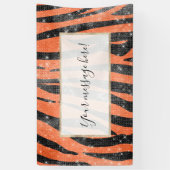 Glamouröser Schwarzer Orange Glitzer Tiger Streife Banner (Vertikal)