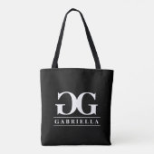Glamouröser Schwarzweiß-Monogramm-Totbeutel Tasche (Rückseite)