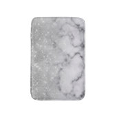 Glamouröser Silberner Glitzer Weißer Marmor Badematte (Vorderseite Vertikal)