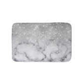 Glamouröser Silberner Glitzer Weißer Marmor Badematte (Vorderseite)